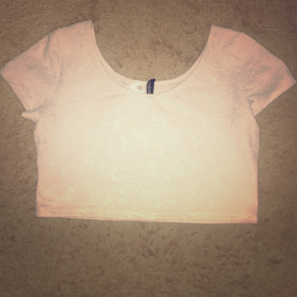 White crop top with floral design